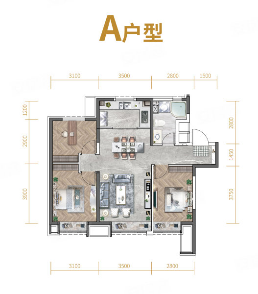 中交富力天禧(新房)3室2厅1卫97㎡南北417万