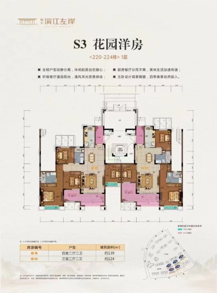 长沙恒大滨江左岸3室2厅2卫124㎡南105万