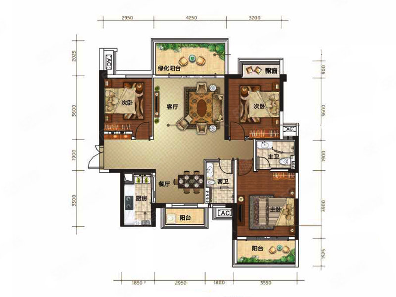 东方尊府3室2厅2卫126㎡西北202万