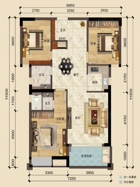 75平3房户型 首付21万在右,紫麟华府(新房-揭阳58同城