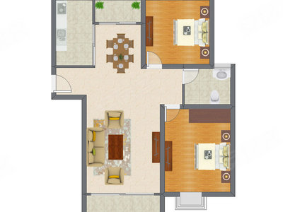 2室2厅 101.99平米