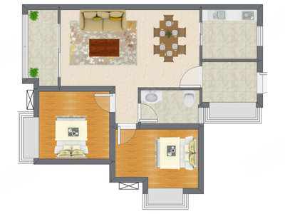 2室2厅 68.00平米户型图