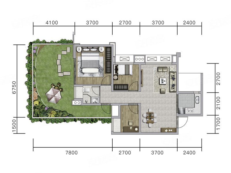 户户带花园,大型生态城, ,滨江郦城二手房,64万,3室2厅,1卫,81平米-成