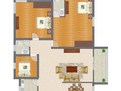 3室2厅 103.90平米