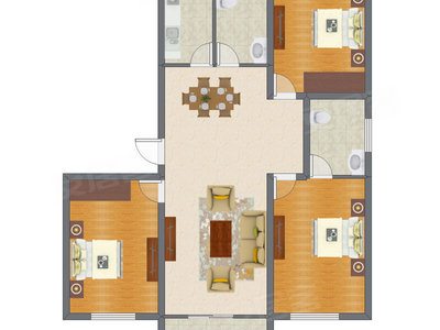 3室2厅 129.60平米