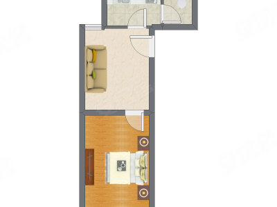 1室1厅 43.33平米户型图
