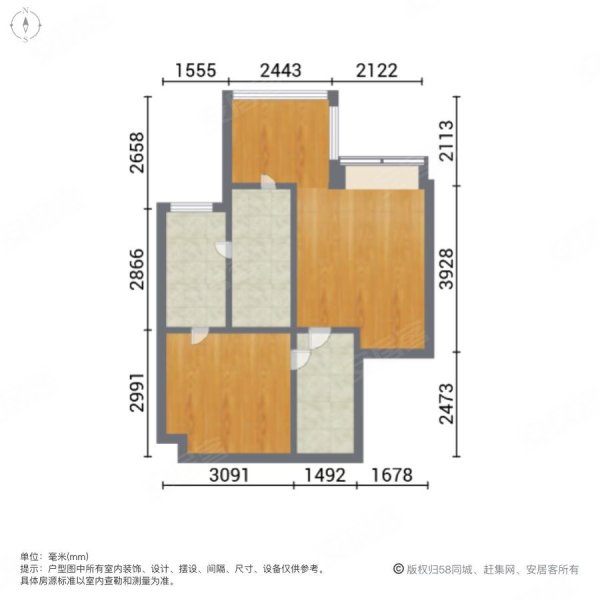 西城的湖3室2厅2卫88.38㎡南北73万