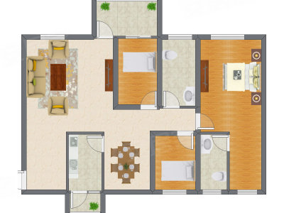 3室2厅 83.00平米户型图