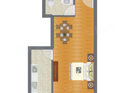 1室0厅 49.28平米户型图
