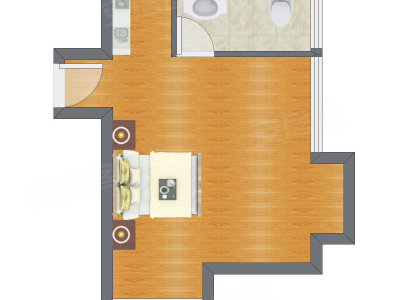 1室0厅 44.22平米户型图