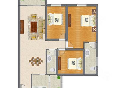 3室2厅 83.47平米