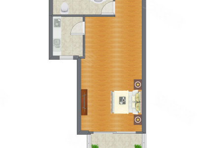 1室0厅 57.83平米户型图