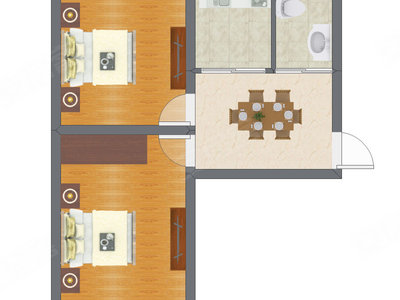 2室1厅 53.53平米户型图