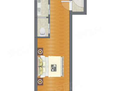 1室0厅 22.18平米户型图
