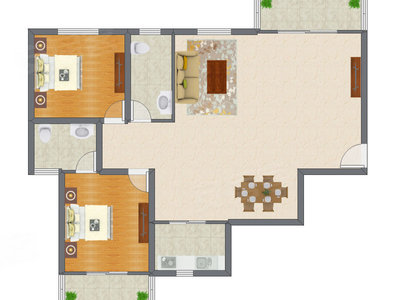 2室2厅 134.20平米户型图