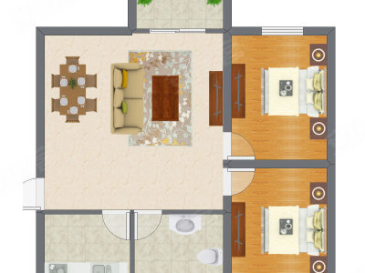 2室2厅 99.21平米户型图
