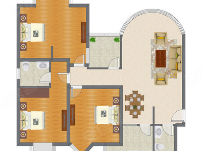 3室2厅 162.34平米户型图