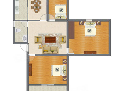 3室1厅 85.85平米