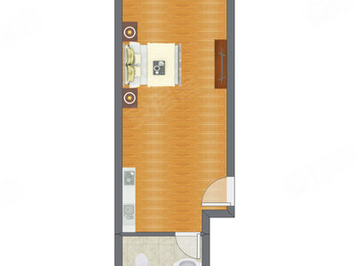 1室0厅 51.95平米户型图