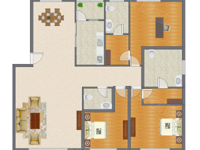 3室2厅 210.00平米