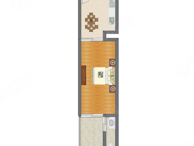 1室1厅 38.55平米
