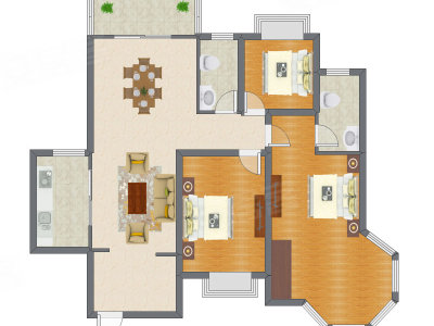 3室2厅 125.89平米