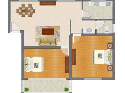 2室2厅 94.52平米户型图