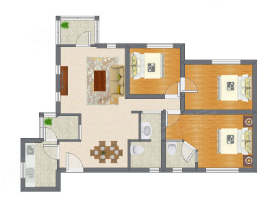 3室2厅 95.75平米