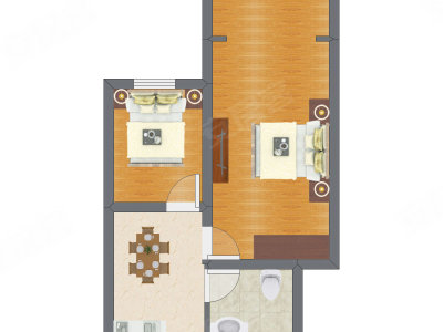 2室1厅 35.14平米
