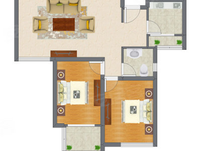 2室1厅 96.57平米户型图
