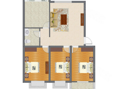 3室1厅 99.00平米户型图