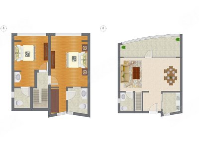 2室2厅 74.58平米