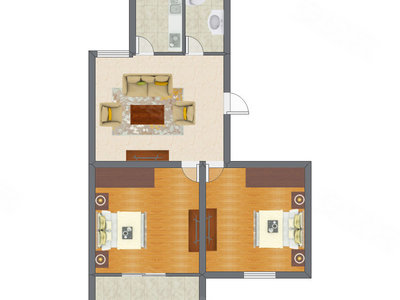 2室1厅 60.92平米