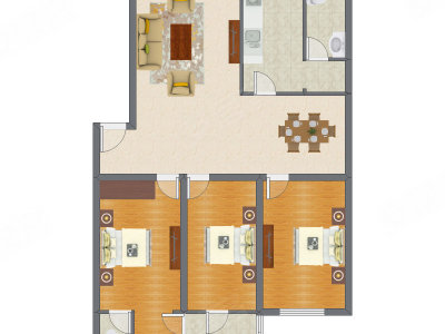 3室2厅 145.28平米户型图