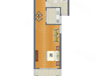 1室0厅 52.26平米户型图