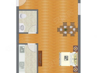 1室1厅 45.52平米户型图