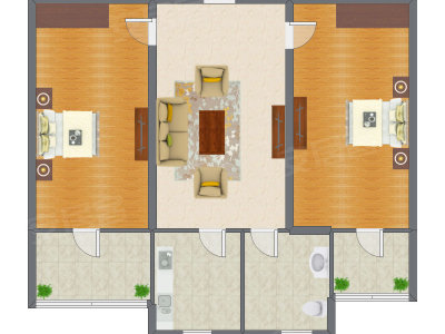 2室1厅 105.00平米