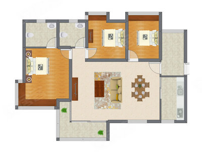 3室2厅 95.29平米