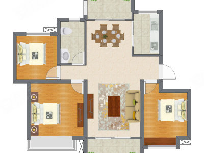3室2厅 96.50平米户型图