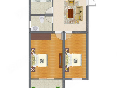 2室1厅 54.19平米