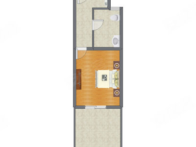 1室0厅 30.92平米户型图