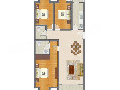 3室2厅 127.44平米