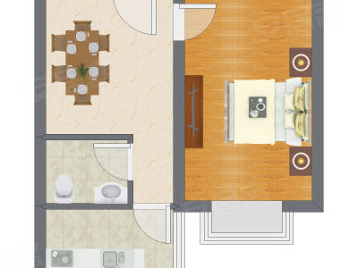 1室1厅 42.79平米户型图