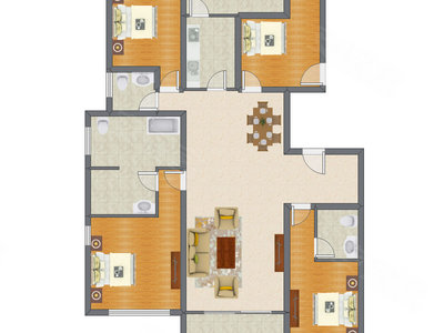 4室2厅 132.43平米户型图