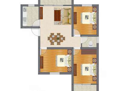 3室2厅 65.55平米