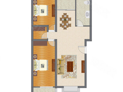 2室2厅 116.79平米户型图