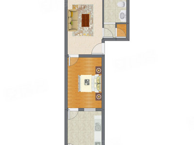 1室1厅 44.00平米户型图
