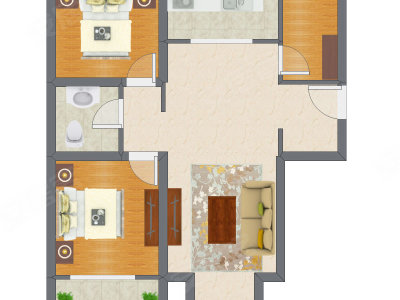 2室1厅 89.06平米户型图