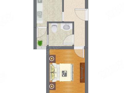 1室1厅 43.50平米户型图
