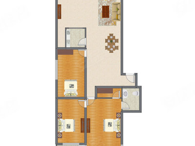 3室2厅 143.76平米户型图